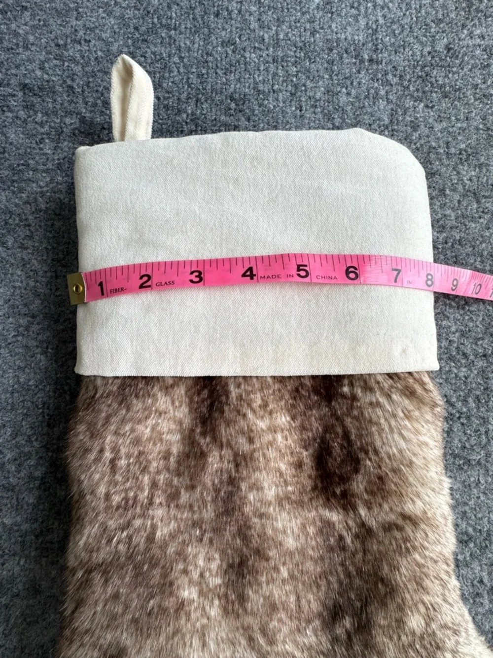 Pottery Barn Faux Fur Christmas Stocking Brown with Cream Cuff